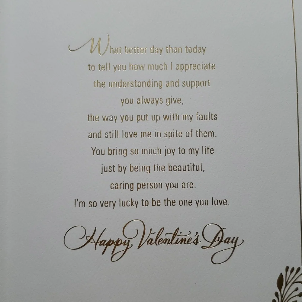 Valentine's Day Oversized Greeting Card for Woman Partner Rose Gold Fancy Ornate